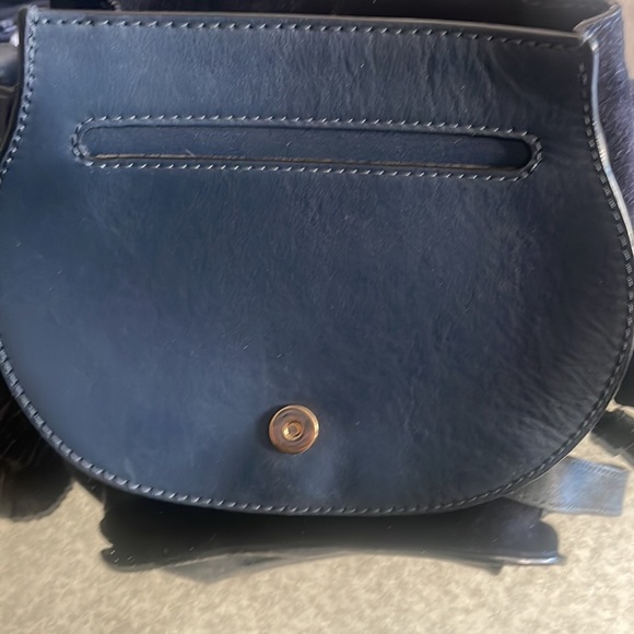 Chloe crossbody Marcie. exclusive  suede Navy contrast stitching. - Picture 7 of 10